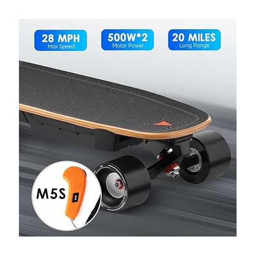  MEEPO Electric Skateboard with Remote, 28 MPH Top Speed, 18 Miles Range,330 Pounds Max Load, Maple Cruiser for Adults and Teens, Mini5 ER