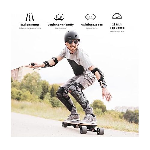  MEEPO V5 Electric Skateboard with Remote, Top Speed of 29 Mph, Smooth Braking, Easy Carry Handle Design, Suitable for Adults & Teens Beginners