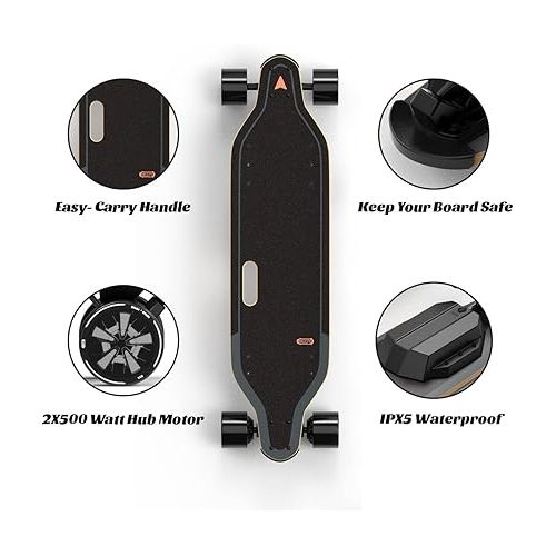  MEEPO V5 Electric Skateboard with Remote, Top Speed of 29 Mph, Smooth Braking, Easy Carry Handle Design, Suitable for Adults & Teens Beginners