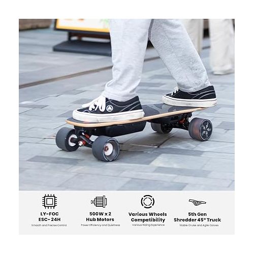  MEEPO MINI3S Electric Skateboard with Remote, 28 MPH Top Speed, 17 Miles Range, 330 Pounds Max Load, Maple Cruiser for Adults and Teens, Mini 3S