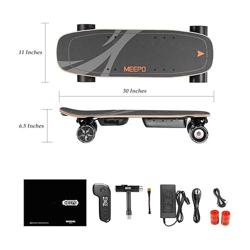  MEEPO MINI3S Electric Skateboard with Remote, 28 MPH Top Speed, 17 Miles Range, 330 Pounds Max Load, Maple Cruiser for Adults and Teens, Mini 3S