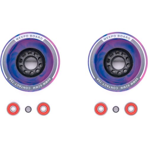  MEEPO Skateboard Wheels, Purple and Pink Tie-Dye Offset Wheels (2 pcs) (90mm)