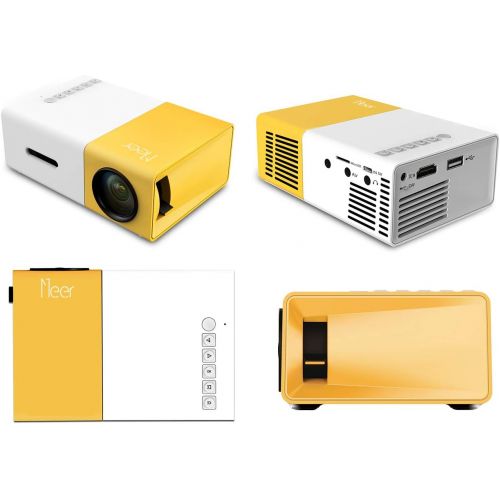  [아마존베스트]Mini Projector, Meer YG300 Portable Pico Full Color LED LCD Video Projector for Children Present, Video TV Movie, Party Game, Outdoor Entertainment with HDMI USB AV Interfaces and