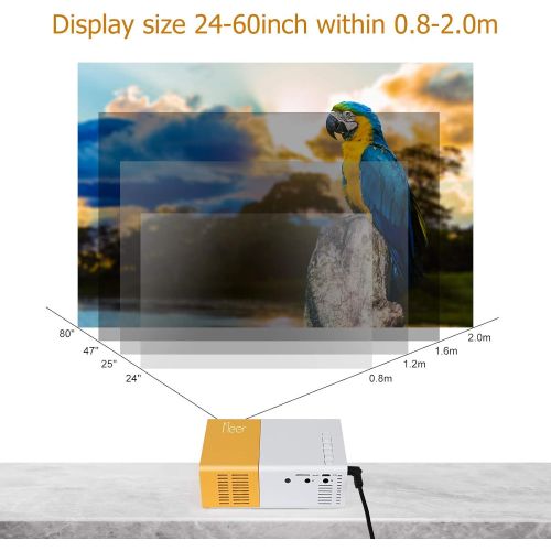  Meer Mini Projector,Portable Movie Projector,Neat Projector,Proyector Compatible with iPhone,Android,Windows,Firestick,PS5,Laptop,Tablet,Provide HDMI,USB,Earphone,AV Port and Remot