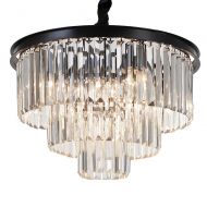 Meerosee MEEROSEE ME2949-L8MN Crystal Modern Island 8 Raindrop Pendant Ceiling Light Fixture Chandelier, 3-Tier for Dining Living Room Kitchen Bedroom D19.7 Clear