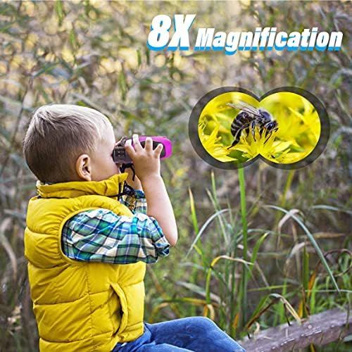  [아마존베스트]meet sun Binoculars Toys for Children,Birthday Gifts for 4-9 Years Old Girls for Outdoor Play,5-12 Old Year Girls Boys Presents,Best Gift for Kids Hunting,Learning (Pink)