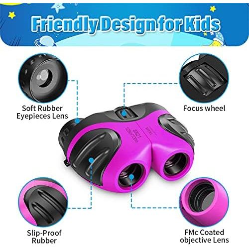  [아마존베스트]meet sun Binoculars Toys for Children,Birthday Gifts for 4-9 Years Old Girls for Outdoor Play,5-12 Old Year Girls Boys Presents,Best Gift for Kids Hunting,Learning (Pink)