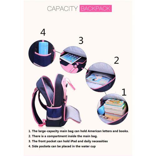  Meetbelify Rolling Backpacks For Girls School Bags with Wheels Wheeled Backpack with Pencil Case &Lunch Bag,Pink,Pack of 3