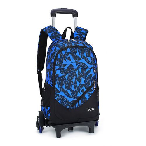  Meetbelify 3Pcs Rolling Backpack Boys Girls Trolley School Bags with Lunch Bag&Pencil Case,2 Wheels,Blue