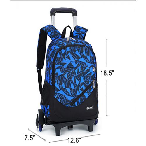  Meetbelify 3Pcs Rolling Backpack Boys Girls Trolley School Bags with Lunch Bag&Pencil Case,2 Wheels,Blue