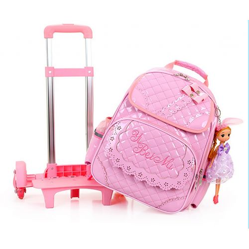  Meetbelify Rolling Backpacks For Girls School Bags Trolley Handbag With Lunch Bag Style B-blue