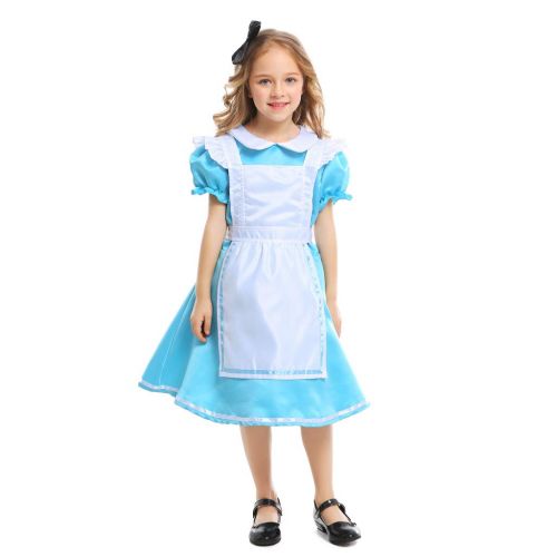  Meeyou Girls Wonderland Princess Costume,Outfit Blue Maid Fancy Dress for girls