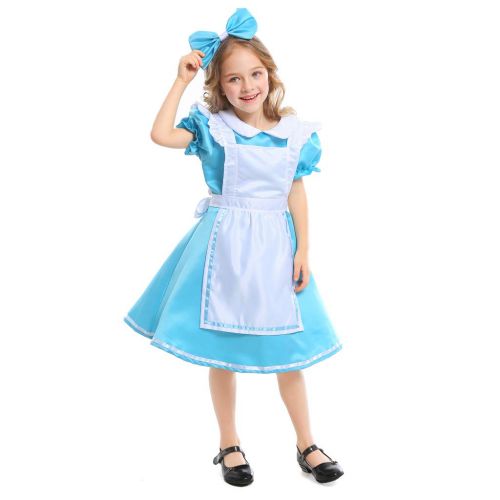  Meeyou Girls Wonderland Princess Costume,Outfit Blue Maid Fancy Dress for girls