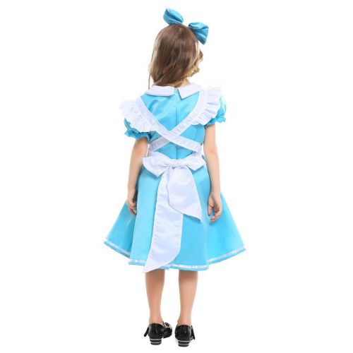  Meeyou Girls Wonderland Princess Costume,Outfit Blue Maid Fancy Dress for girls