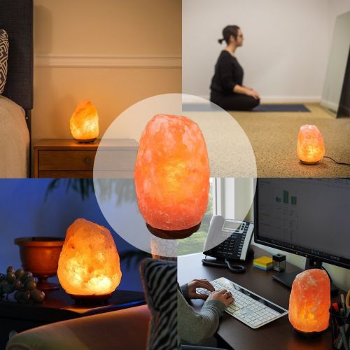  Mefeir Natural Crystal Rock Himalayan Salt Lamp Air Purifyer Brightness Dimmable Control Novelty Night Lights Lamp (Amber, 1-2kg)