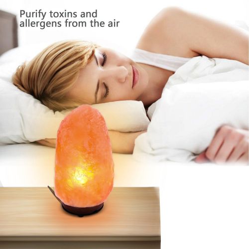  Mefeir Natural Crystal Rock Himalayan Salt Lamp Air Purifyer Brightness Dimmable Control Novelty Night Lights Lamp (Amber, 1-2kg)