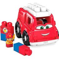 Mega BLOKS Fisher-Price Toddler Building Blocks, Freddy Fire Truck with 6 Pieces and Storage, 1 Figure, Red, Toy Car Gift Ideas for Kids