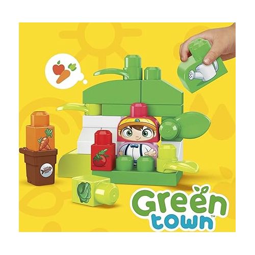  Mega BLOKS Fisher-Price Toddler Blocks Toy Set, Green Town Build ‘n Learn Eco House with 88 Pieces, 4 Figures, Ages 1+ Years