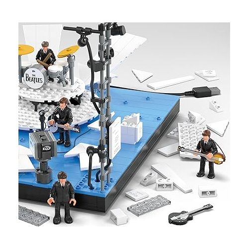  Mega The Beatles Building Set with 681 Pieces, 4 Poseable Action Figures and Ed Sullivan Stage, with LED Lights, for Adult Collectors