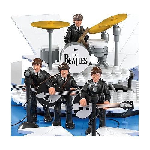  Mega The Beatles Building Set with 681 Pieces, 4 Poseable Action Figures and Ed Sullivan Stage, with LED Lights, for Adult Collectors