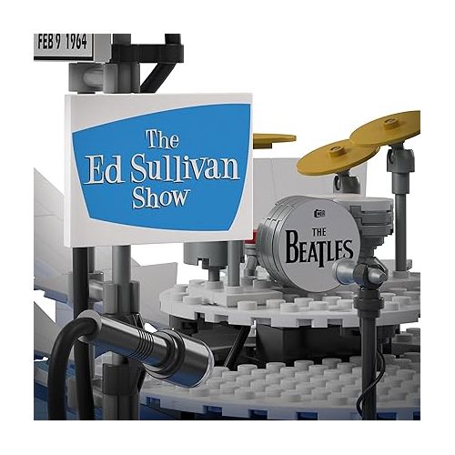  Mega The Beatles Building Set with 681 Pieces, 4 Poseable Action Figures and Ed Sullivan Stage, with LED Lights, for Adult Collectors