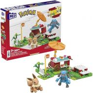 MEGA Pokemon Action Figure Building Toys Set, Pokemon Picnic with 193 Pieces, 2 Poseable Characters, Eevee and Riolu, Gift Idea for Kids