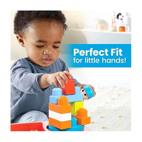  Mega BLOKS First Builders Toddler Building Toy Set, Block Spinning Wagon with 20 Pieces and Storage, 1 Figure, Ages 1+ Years