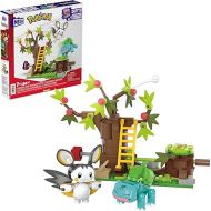 Mega Pokemon Building Toys Set Emolga and Bulbasaur’s Charming Woods with 194 Pieces, 2 Poseable Characters and Motion, for Kids