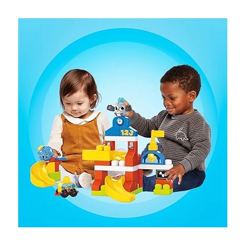  Mega Bloks Peek A Blocks Schoolhouse with Big Building Blocks, Building Toys for Toddlers (42 Pieces)