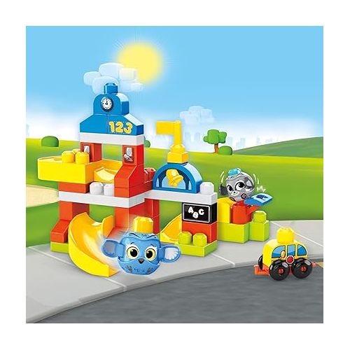  Mega Bloks Peek A Blocks Schoolhouse with Big Building Blocks, Building Toys for Toddlers (42 Pieces)