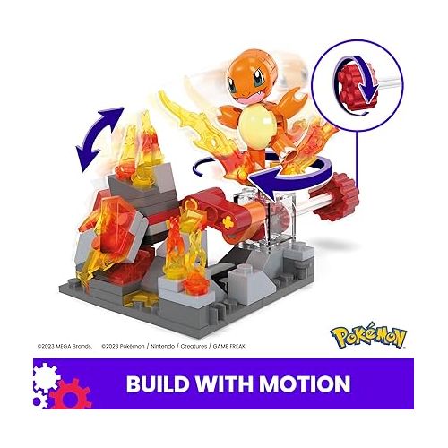  Mega Pokemon Building Toys Set Charmander’s Fire-Type Spin with 81 Pieces, 1 Poseable Character and Motion, for Kids