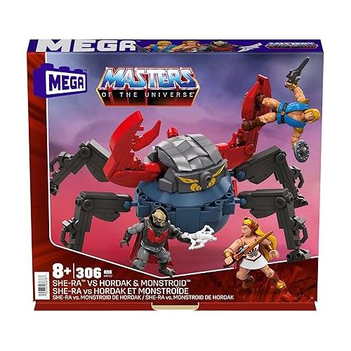  MEGA Masters of The Universe Building Toys Set, MOTU She-Ra vs Hordak & Monstroid with 306 Pieces, 3 Micro Action Figures and Accessories