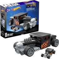 Mega Hot Wheels Race Car Building Toys Set, Bone Shaker with 334 Pieces and Metal Die-Cast Model, Collector Replica, Black and Chrome, Kids & Adults