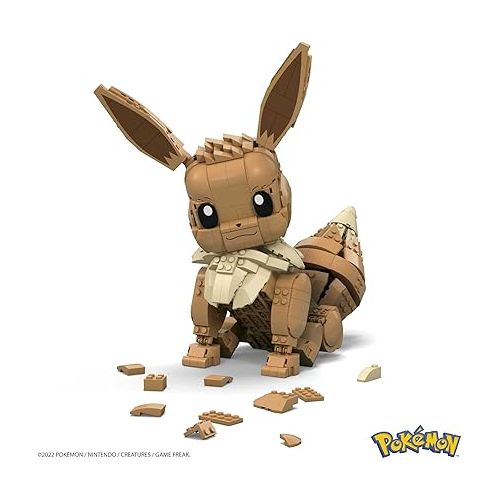  Mega Pokemon Building Toys Set Jumbo Eevee with 824 Pieces, Articulated and Poseable, 11 Inches Tall, for Kids (Amazon Exclusive)