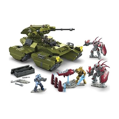  Mega Halo Infinite Toy Vehicle Building Set, UNSC Scorpion Clash with 993 Pieces, 5 Micro Action Figures and Accessories, Gift Ideas for Kids