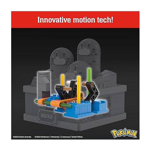  Mega Pokemon Building Toys Set Mini Motion Dugtrio with 350 Pieces, Pop Up Motion, 5 Inches Tall, for Adult Collectors