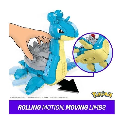  MEGA Pokemon Building Toys Set Lapras with 527 Pieces, Articulated and Poseable with Motion, 6 Inches Tall, for Kids