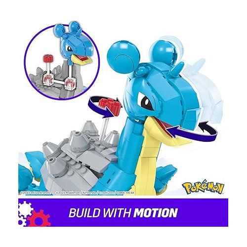  MEGA Pokemon Building Toys Set Lapras with 527 Pieces, Articulated and Poseable with Motion, 6 Inches Tall, for Kids