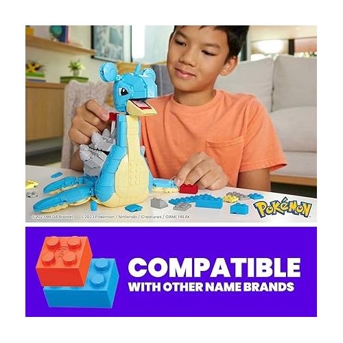  MEGA Pokemon Building Toys Set Lapras with 527 Pieces, Articulated and Poseable with Motion, 6 Inches Tall, for Kids