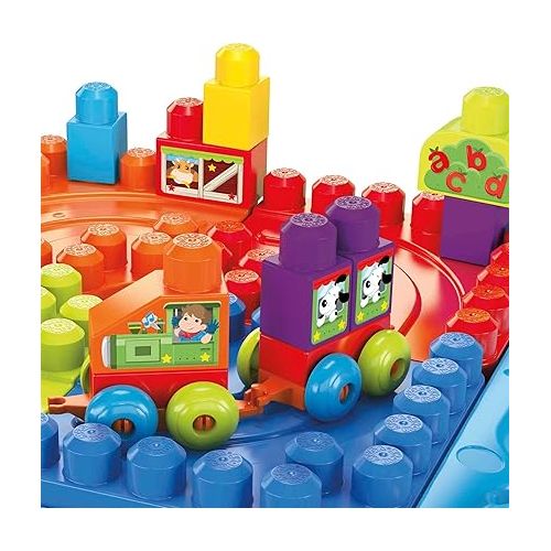  MEGA BLOKS First Builders Toddler Blocks Toy Set, Build ‘n Learn Activity Table with 30 Pieces and Storage, Blue, Ages 1+ Years (Amazon Exclusive)