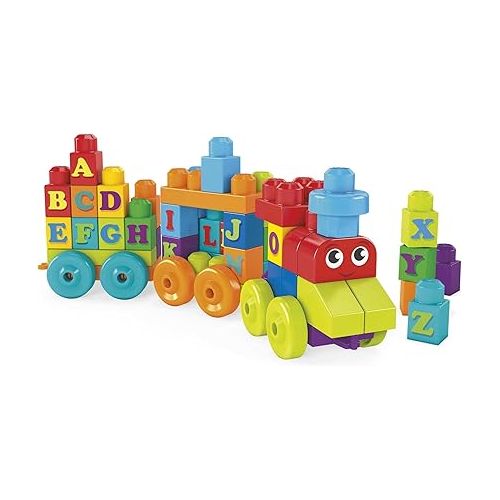  MEGA BLOKS First Builders Toddler Building Blocks Toy Set, ABC Learning Train with 60 Pieces, Ages 1+ Years (Amazon Exclusive)