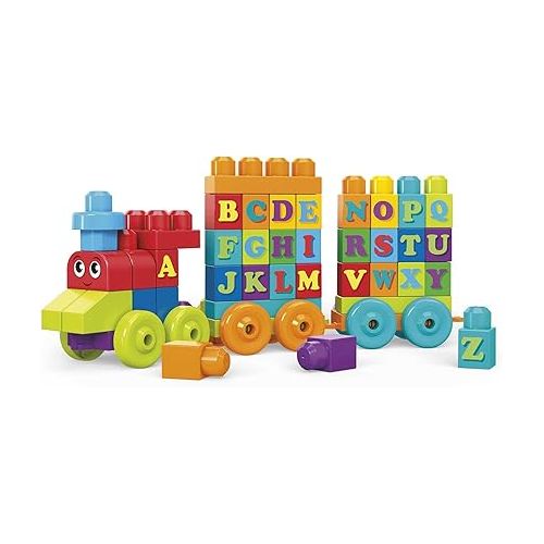  MEGA BLOKS First Builders Toddler Building Blocks Toy Set, ABC Learning Train with 60 Pieces, Ages 1+ Years (Amazon Exclusive)