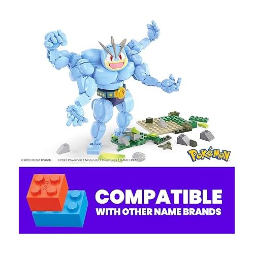  Mega Pokemon Building Toys Set Machamp with 401 Pieces, Articulated and Poseable with Motion, 6+ Inches Tall, for Kids