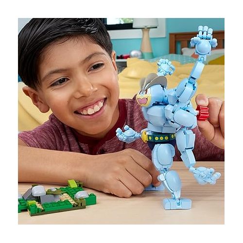  Mega Pokemon Building Toys Set Machamp with 401 Pieces, Articulated and Poseable with Motion, 6+ Inches Tall, for Kids