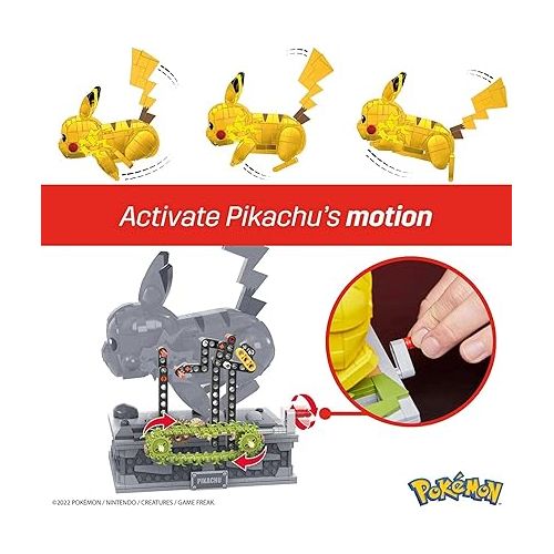  Mega Pokemon Building Toys Set Motion Pikachu with 1092 Pieces and Running Movement, for Adult Collectors