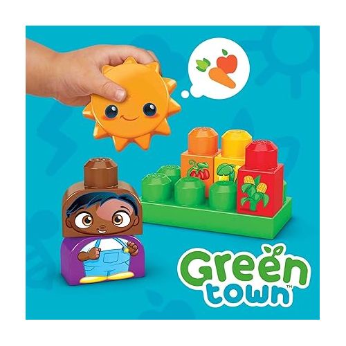  Mega BLOKS Fisher-Price Toddler Building Blocks Toy Set, Green Town Grow & Protect Farm with 51 Pieces, 3 Figures, Ages 1+ Years