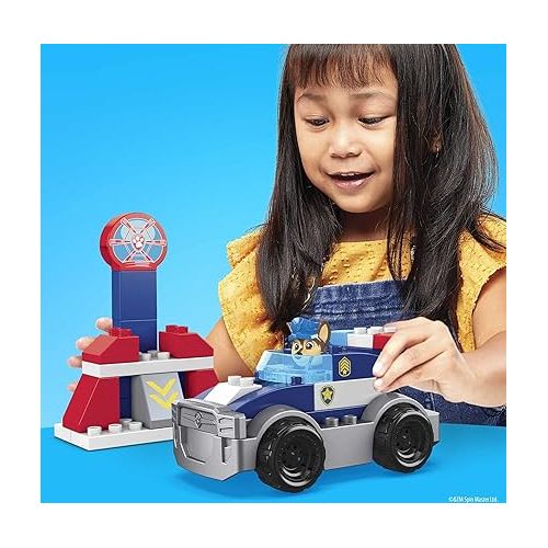  Mega BLOKS PAW Patrol Toddler Building Blocks Toy Car, Chase's City Police Cruiser with 31 Pieces, 1 Figure, Gift Ideas for Kids Age 3+ Years