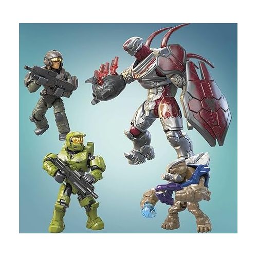  Mega Halo Infinite Toy Vehicle Building Set, Unsc Wasp Onslaught Aircraft with 4 Poseable, Collectable Micro Action Figures and Accessories