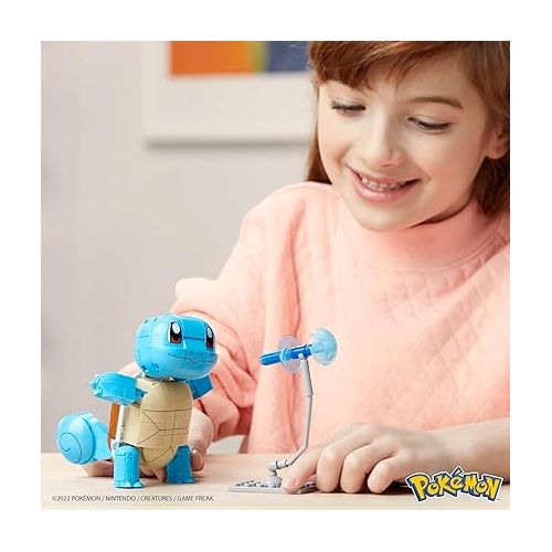  Mega Pokemon Building Toys Set Build & Show Squirtle with 199 Pieces, Articulated and Poseable, 4 Inches Tall, for Kids