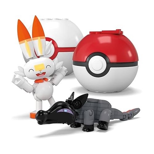  Mega Pokemon Building Toys Set Fire-Type Trainer Team with 105 Pieces, 4 Poseable Character, 2 Inches Tall, for Kids